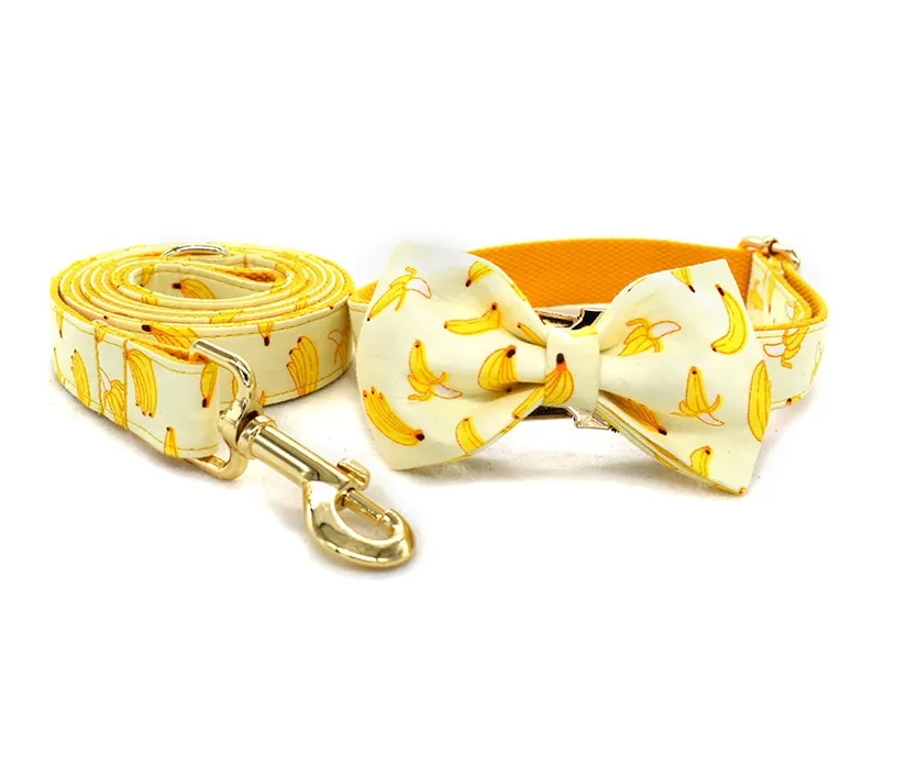 Banana Bow Collar Leash | Personalized Dog ID Collar