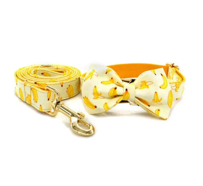 Banana Bow Collar Leash | Personalized Dog ID Collar