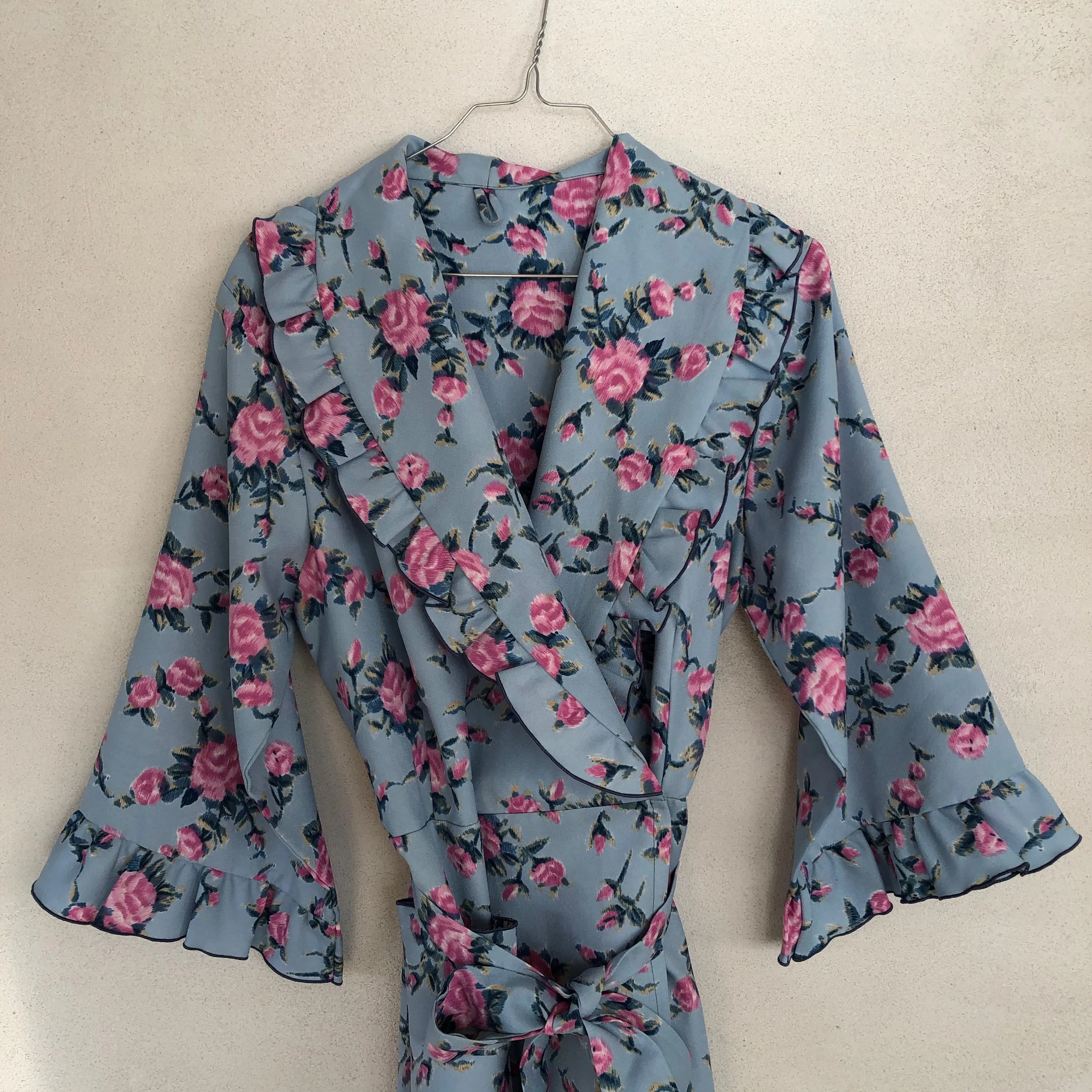 Floral Print Ruffles Wrap Dress