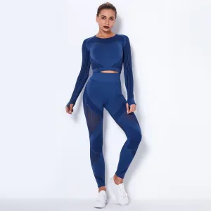 Gym Mesh Leggings and Shirts Suit
