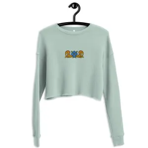 Sicilian Tile Motif Cropped Sweatshirt