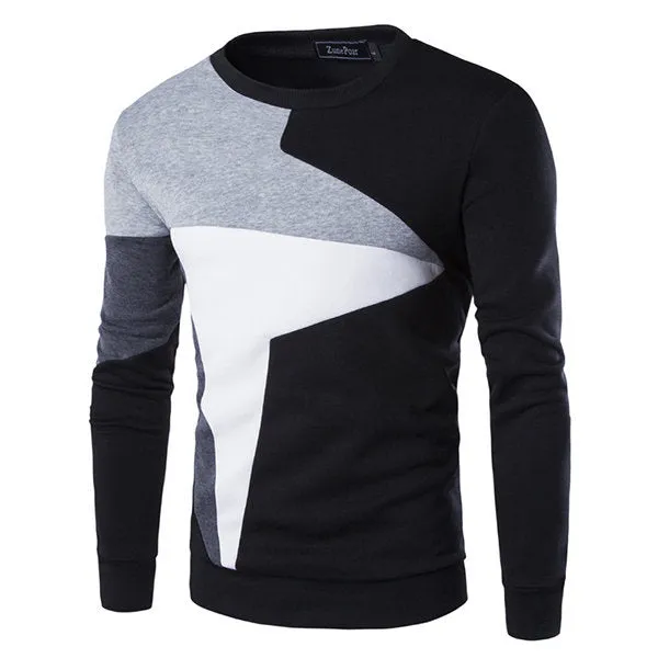 Stitching Color Casual Sport Sweatshirt